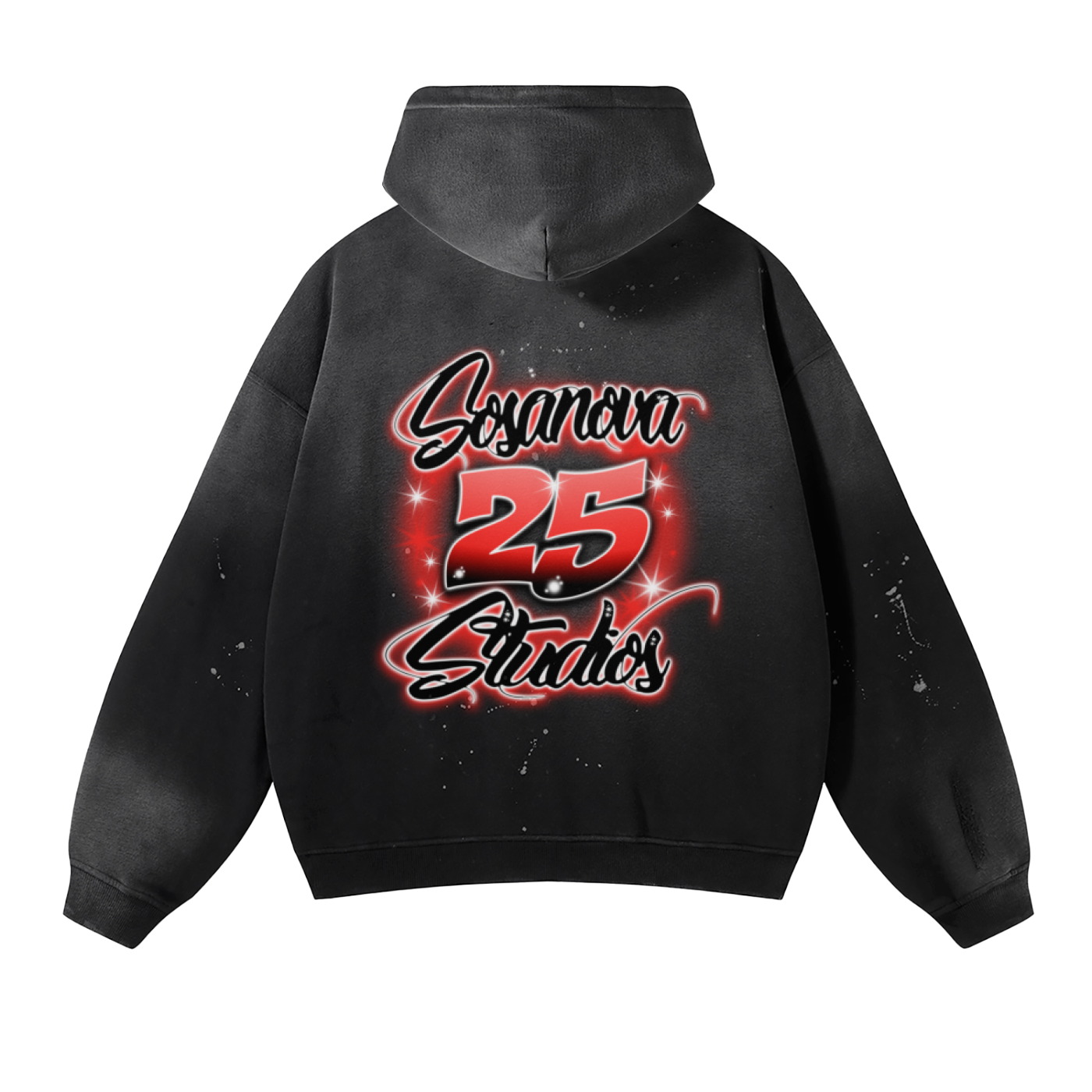 Sosanova studios acid washed distressed hoodie