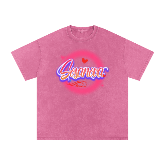 Acid Wash Graffiti Logo Oversize T-Shirt