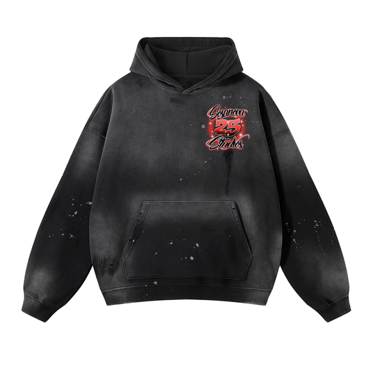 Sosanova studios acid washed distressed hoodie