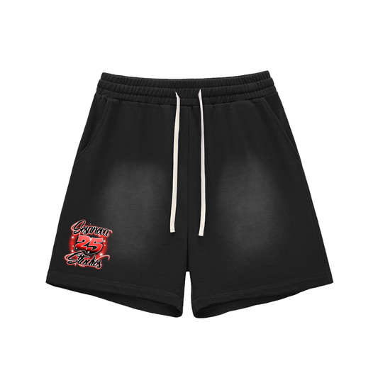 Sun Fade Graffiti Logo Cotton Shorts