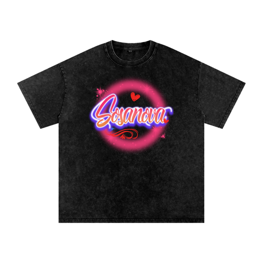 Acid Wash Graffiti Logo Oversize T-Shirt